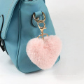 wholesale pendant faux rabbit fur ball  heart pompon keychain